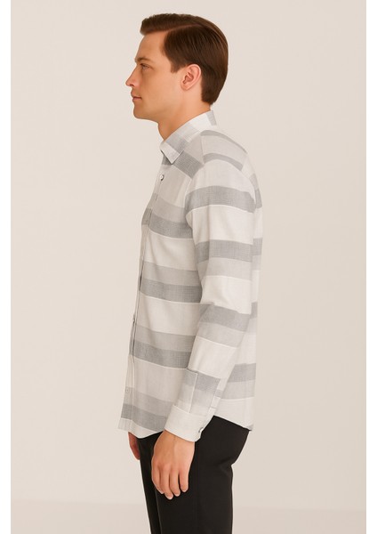 Erkek Kareli Cepsiz Çizgili Gömlek modelleri