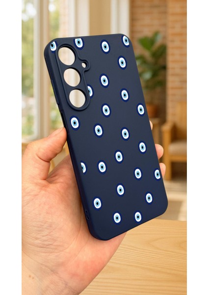 Samsung Galaxy A55 -Nazar Boncuk Desenli Silikon Darbe Emici Klasik Korumalı Rubber Kılıf modelleri