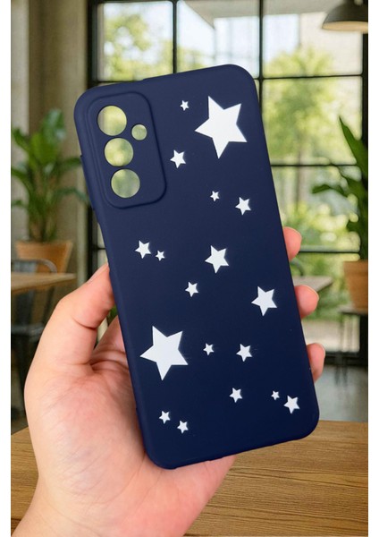 Samsung Galaxy M13 Uyumlu Mini Yıldız Desenli Silikon Darbe Emici Klasik Korumalı Rubber Kılıf