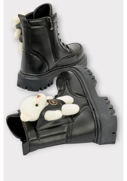 Ortopedik Fermuarlı Ayıcıklı Soğuk Geçirmez Günlük Kız Çocuk Botu SİYAH - BEJ fırsatları