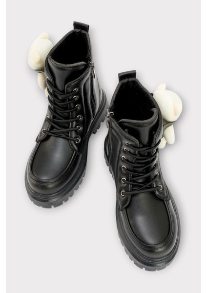 Ortopedik Fermuarlı Ayıcıklı Soğuk Geçirmez Günlük Kız Çocuk Botu SİYAH - BEJ indirimleri