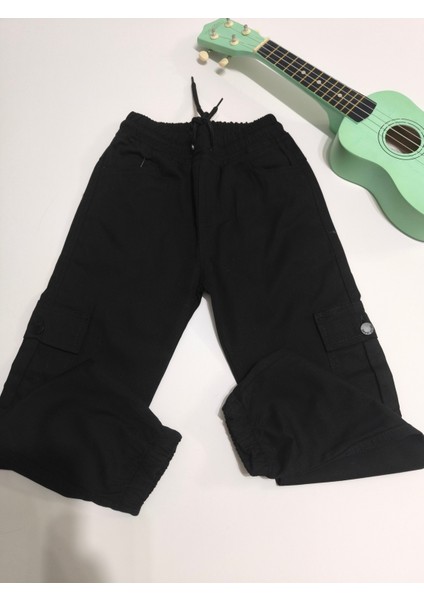 Çocuk Komando Cep Pantolon, Okul Gabardin, Kırışmaya Dayanıklı Rahat, Paça Bel Lastikli
