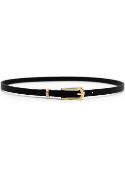 Klasik Gold Tokalı Günlük Kadın Siyah Ince Kemer – Elbise Kemeri, Gömlek Kemeri, Pantolon Kemeri