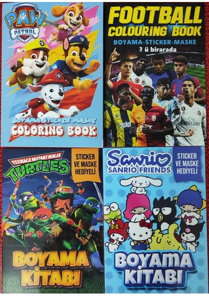 4 Adet Stickerli Boyama Kitabı (Futbol/paw Patrol/sanrio/ninja Kaplumbağalar) AD161608