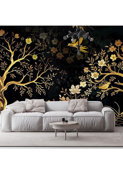 Gold Varaklı Ağaç Duvar Kağıdı -Isı ve Ses Yalıtımı
