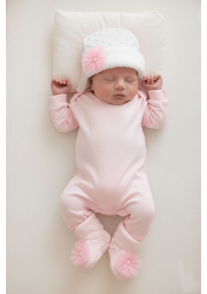 Kız Bebek 2 Li Panduf (Şapka ve Panduf ) Yenidoğan Set - 3405 modelleri