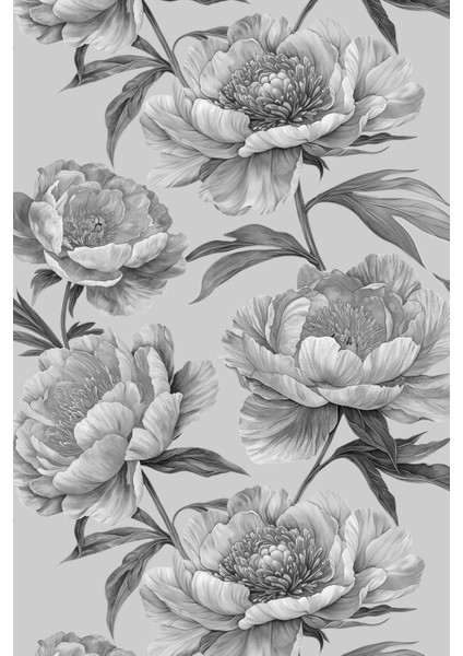 Gri Güller Desenli Tek Parça Duvar Kağıdı -Isı ve Ses Yalıtımı Yırtılmaz modelleri