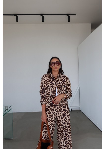 Leopar Desen Çıtçıtlı Ceket Pantolon Takım fiyatları