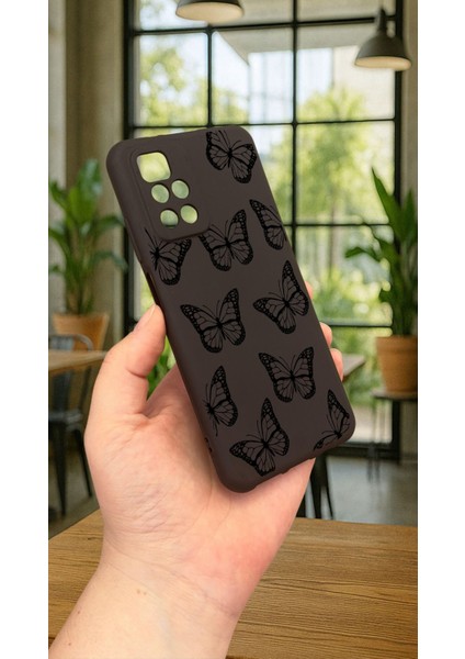 Xiaomi Redmi 10 2022 Siyah Kelebek Desenli Silikon Darbe Emici Klasik Korumalı Rubber Kılıf modelleri