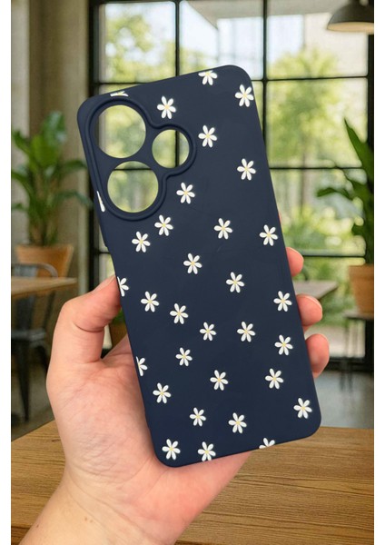 Xiaomi Redmi 13 4g Mini Papatya Desenli Silikon Darbe Emici Klasik Korumalı Rubber Kılıf