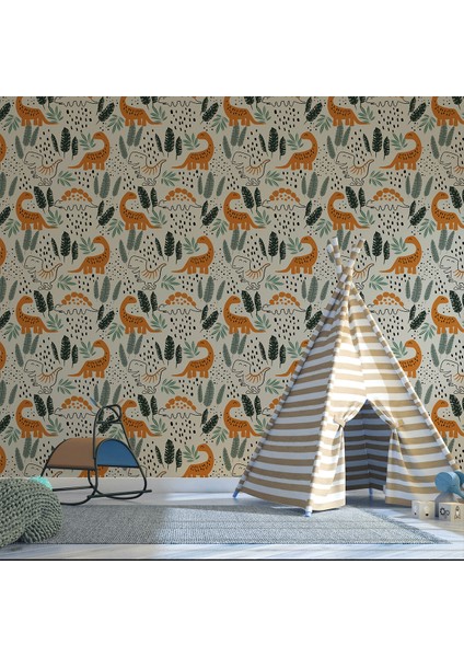 Dinazorlu Çocuk Odası Duvar Kağıdı Tek Parça Isı ve Ses Yalıtımlı Yırtılmaz modelleri