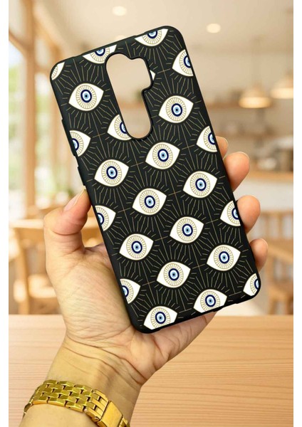 Xiaomi Redmi Note 8 Pro Evıl Eye Desenli Silikon Darbe Emici Klasik Korumalı Rubber Kılıf