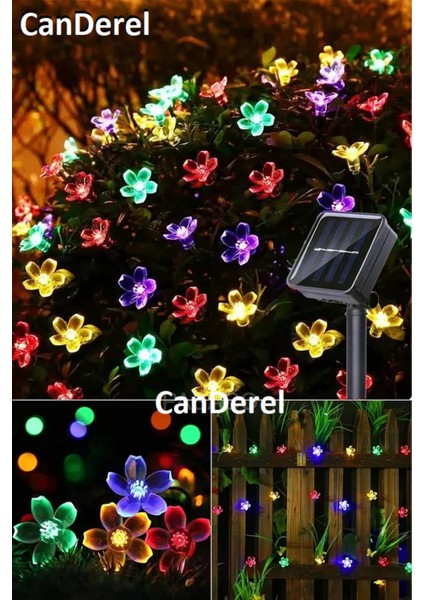 Papatya Çiçek Güneş Enerjili Solar LED Işık 7 Metre Dekoratif Rgb Yılbaşı Bahçe Balkon ve Teras