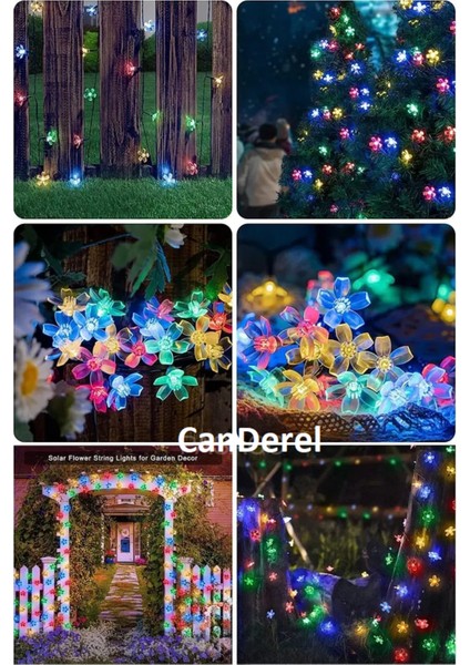 Papatya Çiçek Güneş Enerjili Solar LED Işık 7 Metre Dekoratif Rgb Yılbaşı Bahçe Balkon ve Teras modelleri