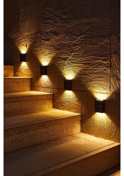 4 Adet Yeni Solar Çift Taraflı Duvar Lambası Güneş Enerjili Aydınlatma Dekorasyon Aplik Işık fiyatları