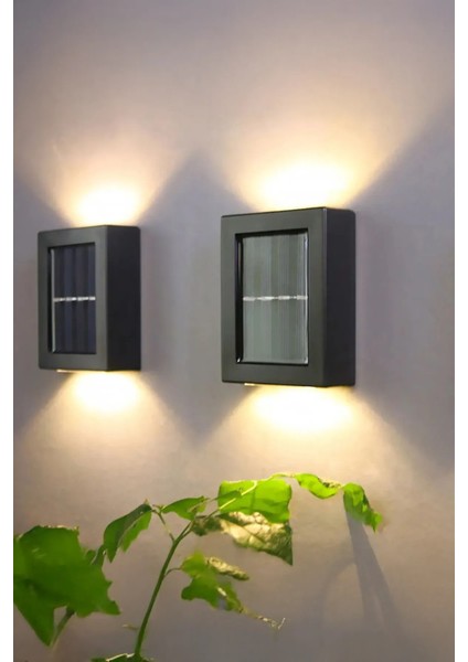 4 Adet Yeni Solar Çift Taraflı Duvar Lambası Güneş Enerjili Aydınlatma Dekorasyon Aplik Işık