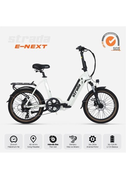 20J Strada E-Next Elektrikli Katlanır Bisiklet - Beyaz