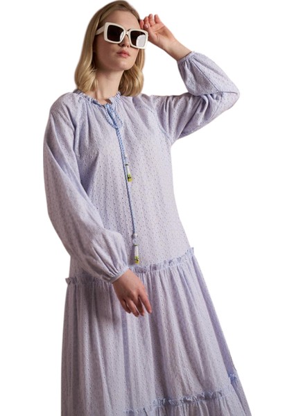 Püsküllü Brode Elbise KAY.KA-B24-23038 fırsatları