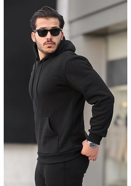 Erkek Rahat Oversize 3 Iplik Pamuklu Şardonlu Kanguru Cep Kapşonlu Sweatshirt fiyatları