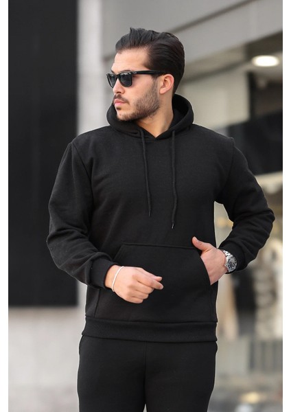 Erkek Rahat Oversize 3 Iplik Pamuklu Şardonlu Kanguru Cep Kapşonlu Sweatshirt modelleri