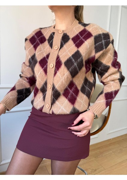 Bej Baklava Desenli Bisiklet Yaka Hırka indirimleri