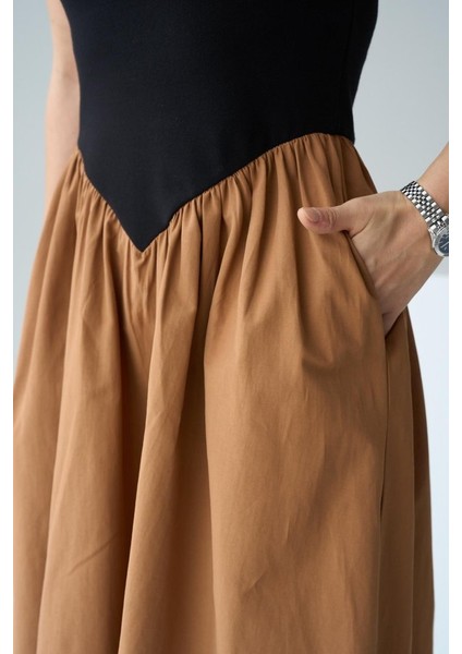 Iki Renkli Elbise - Siyah-Taba indirimleri