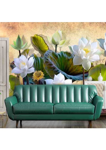 Lotus Çiçeği Desenli Yırtılmaz Slinebilir Tekstil Duvar Kağıdı