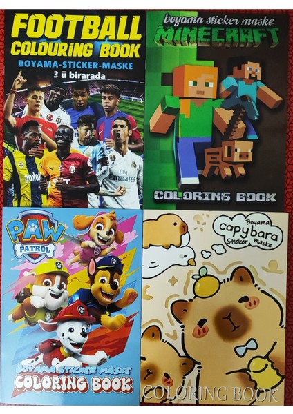 4 Adet Stickerli Boyama Kitabı (Minecraft/futbol/paw Patrol/capybara) AD600802