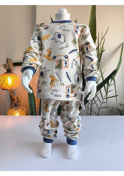 Kız-Erkek Bebek- Çocuk Pijama Takımı %100 Pamuk Uzun Kollu Yuvarlak Yaka Mevsimlik