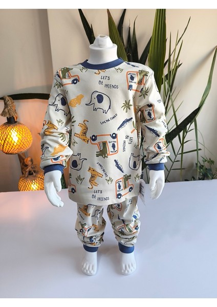 Kız-Erkek Bebek- Çocuk Pijama Takımı %100 Pamuk Uzun Kollu Yuvarlak Yaka Mevsimlik