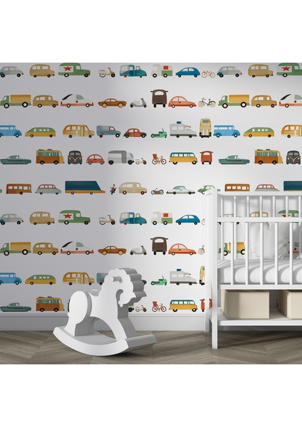 Arabalı Çocuk Odasıduvar Kağıdı -Isı ve Ses Yalıtımı Yırtılmaz fırsatları