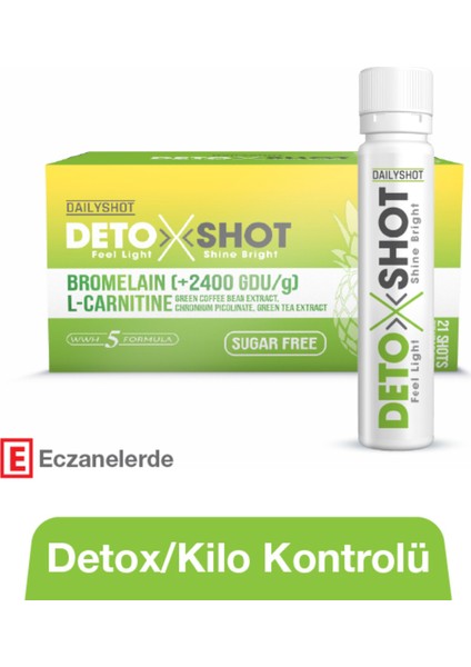 Hangover Shot Detoxshot Kilo Kontrol Desteği, Bromelain, L-Carnitine, Krom, Detox Shot, Likit Detoks Kompleks