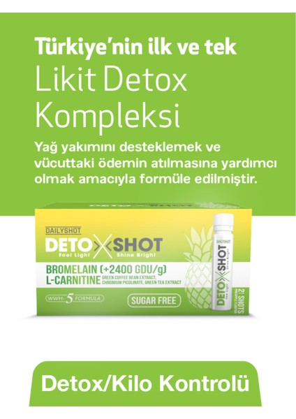 Hangover Shot Detoxshot Kilo Kontrol Desteği, Bromelain, L-Carnitine, Krom, Detox Shot, Likit Detoks Kompleks modelleri
