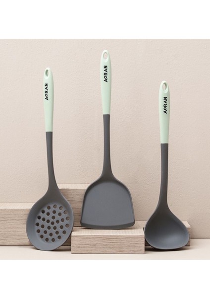 Gıda Sınıfı Silikon Spatula Seti Yapışmaz Tava Özel Yüksek Sıcaklığa Dayanıklı Mutfak Gereçleri Ev Pişirme Spatula Çorba Kaşığı (Yurt Dışından)