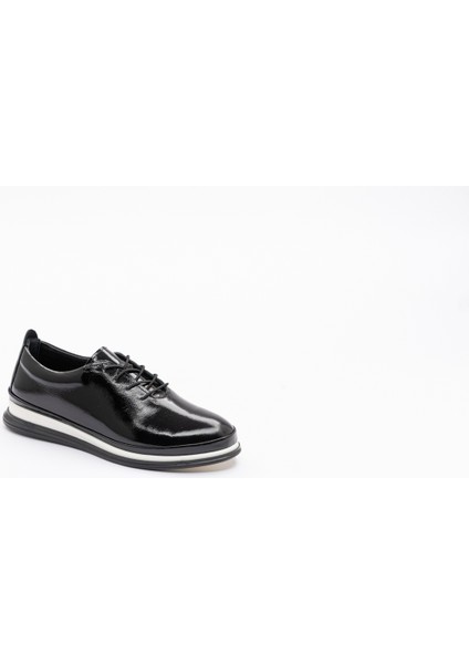 Yt 113 Siyah Rugan Deri Bağcıklı Babet Syh-Byz Tabanlı Ayakkabı modelleri