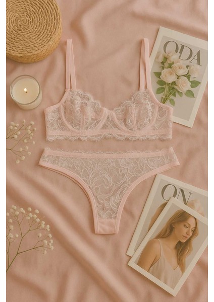 Dantel Detaylı Soft Pembe Bralet Külot Takımı - Şık ve Zarif Tasarım modelleri