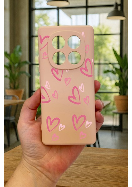 Xiaomi Redmi Note 14 Pro 5g Pembe Kalp Desenli Silikon Darbe Emici Klasik Korumalı Rubber Kılıf fiyatları