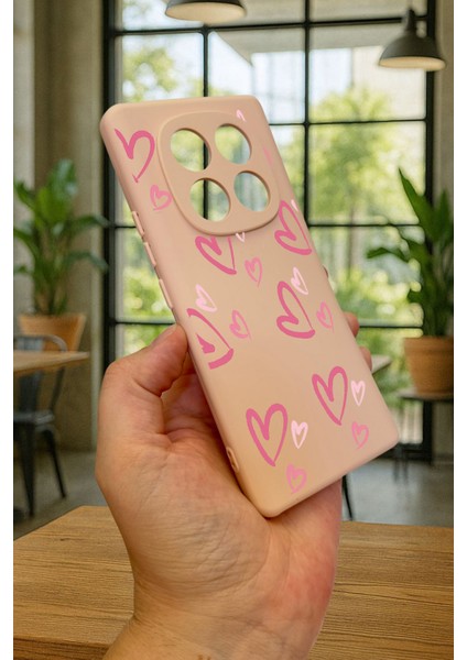 Xiaomi Redmi Note 14 Pro 5g Pembe Kalp Desenli Silikon Darbe Emici Klasik Korumalı Rubber Kılıf modelleri
