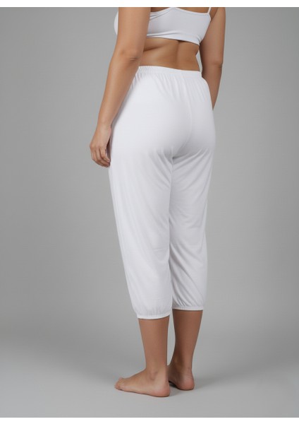 Uzun Paçalı Şalvar Kadın Külot Paçası Lastikli 4'lü Paket Battal Büyük Beden Beyaz - Doğanyıldız fırsatları