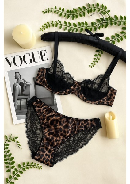 Leopar Desenli Dantel Detaylı Sütyen Külot Takımı - Şık Iç Giyim Takımı fiyatları
