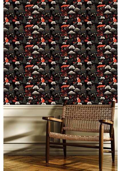 Yeşil Ağaçlar Motifli Silinebilir Yırtılmaz Duvar Kağıdı