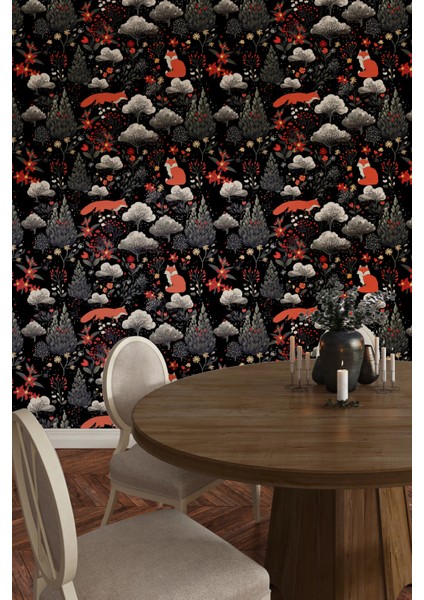 Yeşil Ağaçlar Motifli Silinebilir Yırtılmaz Duvar Kağıdı modelleri