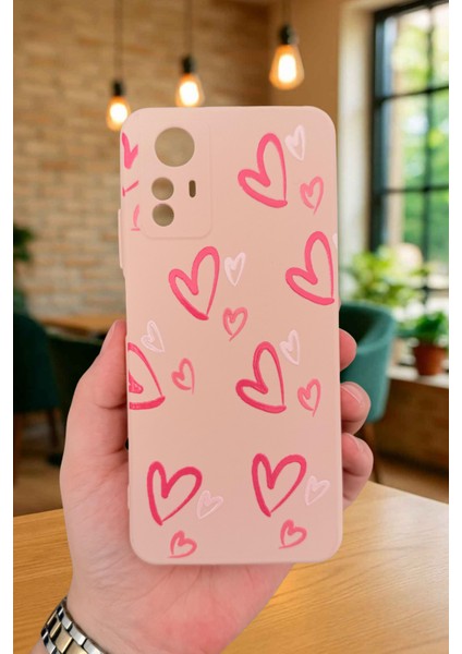 Redmi Note 12S-PEMBE Kalp Desenli Silikon Darbe Emici Klasik Korumalı Rubber Kılıf fiyatları