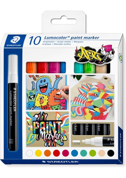 / Wiz Design - 349 C10 Lumocolor Akrilik ( Paınt ) Markör 10 Lu