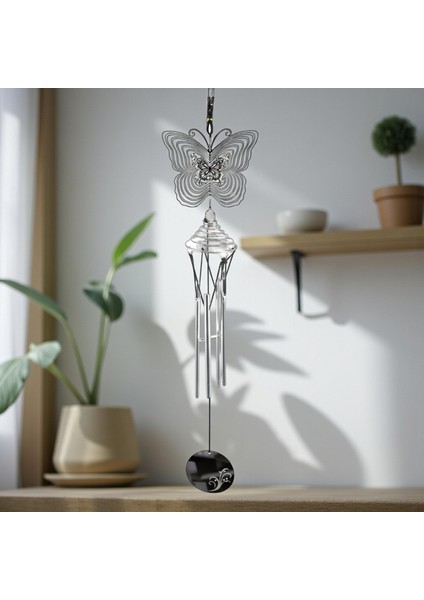 Feng Shui Kelebek Temalı Rüzgar Çanı Dış Mekan Bahçe Balkon Süsü Yeni Ev & Arkadaş Hediyesi 60 Cm.
