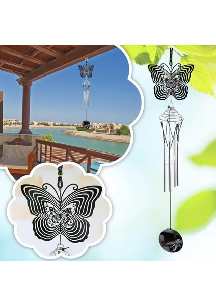 Feng Shui Kelebek Temalı Rüzgar Çanı Dış Mekan Bahçe Balkon Süsü Yeni Ev & Arkadaş Hediyesi 60 Cm. fiyatları