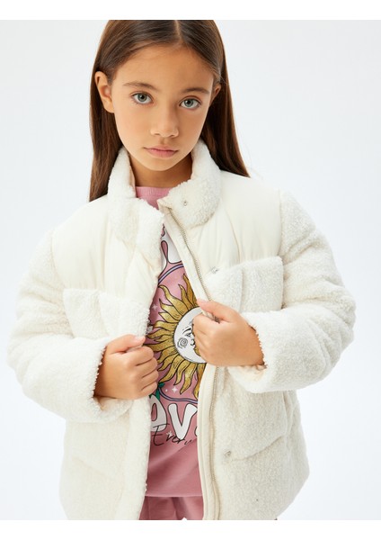 Peluş Ceket Dik Yaka Fermuarlı Cep Detaylı fiyatları