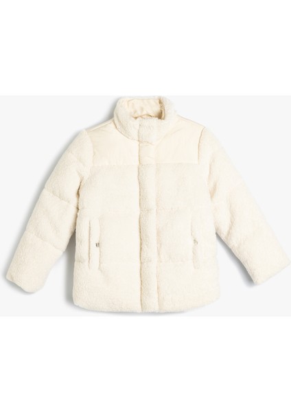 Peluş Ceket Dik Yaka Fermuarlı Cep Detaylı modelleri