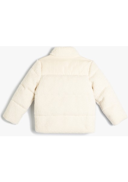Peluş Ceket Dik Yaka Fermuarlı Cep Detaylı fırsatları