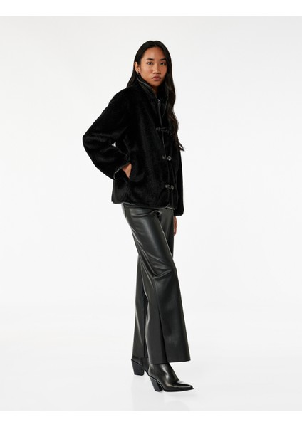 Uzun Kollu Düğmeli Kruvaze Peluş Ceket fiyatları